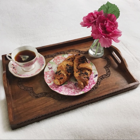 Indian Carved Wooden Tray - Picture 2 of 8